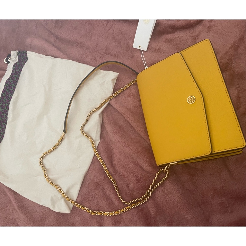 NWT Tory Burch Yellow Leather Multifunction Bag